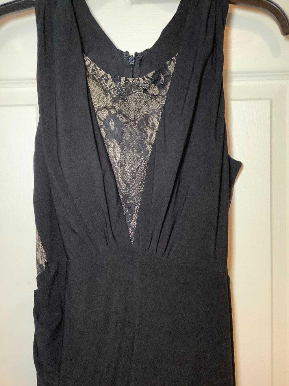 Hailey by Adrianna Papell Black Illusion Lace-Panel Maxi Gown